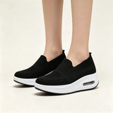 Women Slip On Air Cushion Walking Shoes Breathable Mesh Upper Platform Sneakers Non Slip Soft Sole Casual Loafers Ladies Lightweight Comfort Footwear for Daily Work Travel Outdoor Walking Nursing Shopping White Black Gray Pin