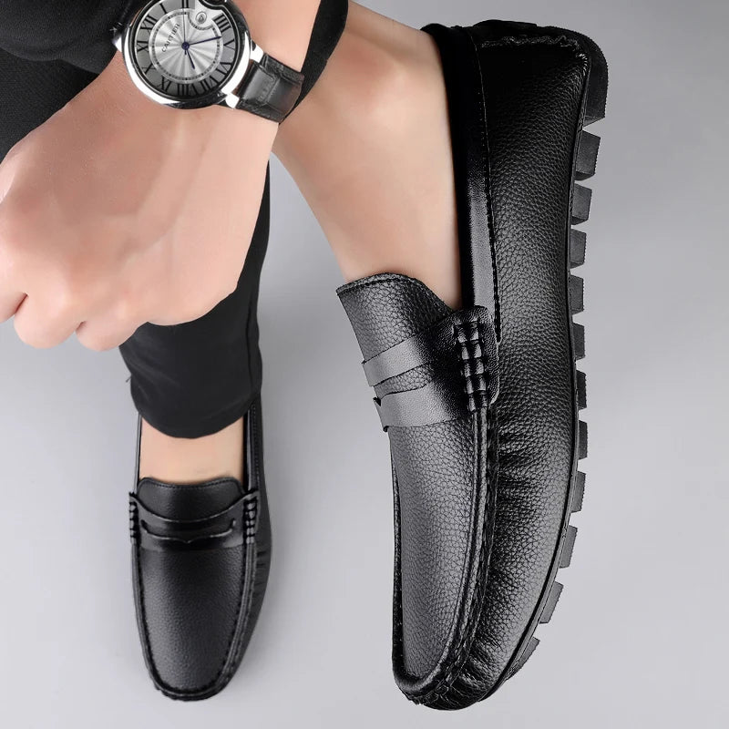 Luxury Brand Soft Sole Loafers Man Casual Shoe Flats Leather Shoes for Men Moccasin Business Dress Formal Soft Sole Low Shoes