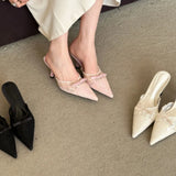 Genuine Leather High Heel Sandals Fabric Embroidery White Sandals Women 2025 Sexy Wedding Shoes Party Single Shoes