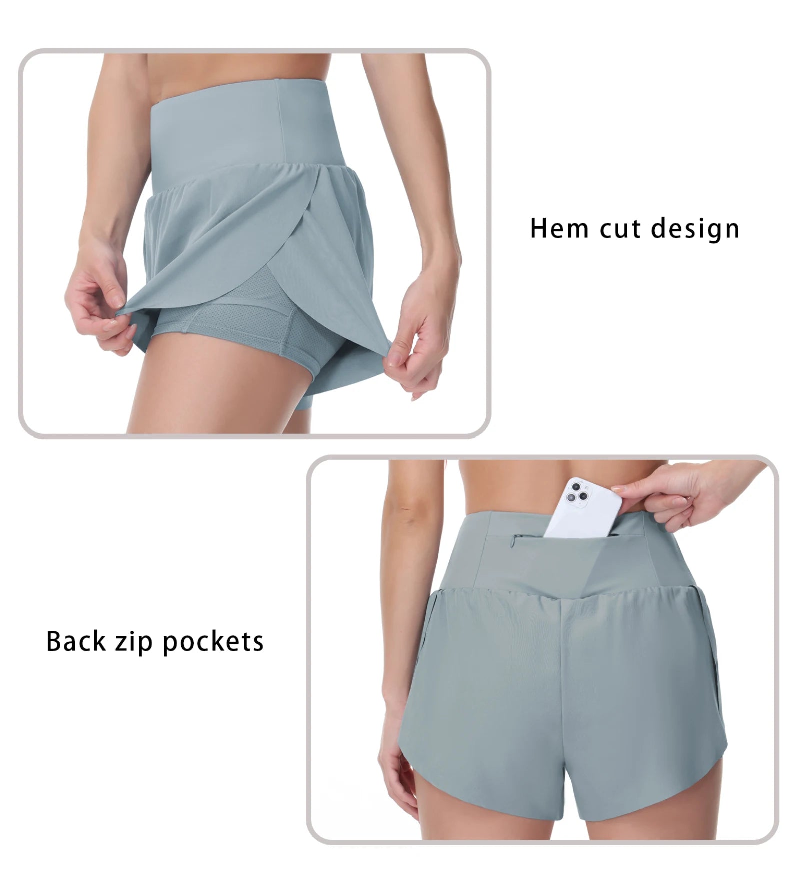 THE GYM PEOPLE Women’s Quick Dry Running Shorts Mesh Liner High Waisted Tennis Workout Shorts Zipper Pockets