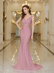 BABYONLINE Elegant Straps White Mermaid Wedding Dresses Lace Pearls Backless V Neck Sleeveless Formal Party Gowns Vestido Marriee