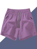 Men's Anti-Lost Drawstring Sports Shorts With Zipper Pockets