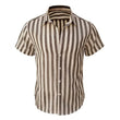Alternating Striped Men's Shirts Summer Minimalist Shirts Beach Casual Style Short Sleeved Shirt Men's Hawaii Vacation Shirt