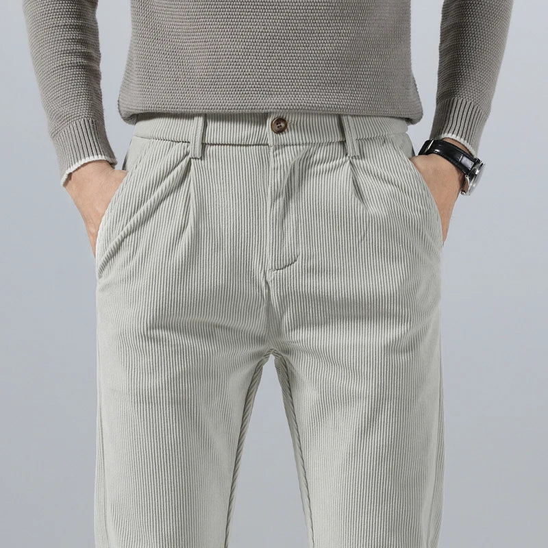Spring Autumn Men's Corduroy Trousers New Men's Clothing Stretch Slim Fit Casual Pants Fashion Mens Business Work Pants