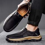 Stylish Men's Leather Loafers Men Thick Bottom Business Shoe Classic Leather Man Casual Shoes Senior Brand Male Walking Footwear