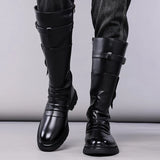 Men's Autumn Winter Vintage Outdoor Long Boots British Style Work Boots High Top Men's Leather Boots-1307