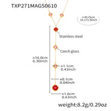 Colorful Long Square Pendant Stainless Steel Necklace for Women Luxury Czech Glass Gold Plated Waterproof Charm Jewelry