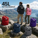 45L Tactical Travel Backpack Molle Large Capacity Multi Pocket Storage Bag Durable Wear Resistant Camping Hiking Trekking Bushcraft Daypack Heavy Duty Rucksack For Men Women Business Trips Mountain Climbing Daily Commute Lugg