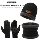 Men's Windproof Hat Outdoor Travel Leisure Winter Scarf Gloves Three-Piece Neck One Plus Cashmere Warm Winter Knitted Hat