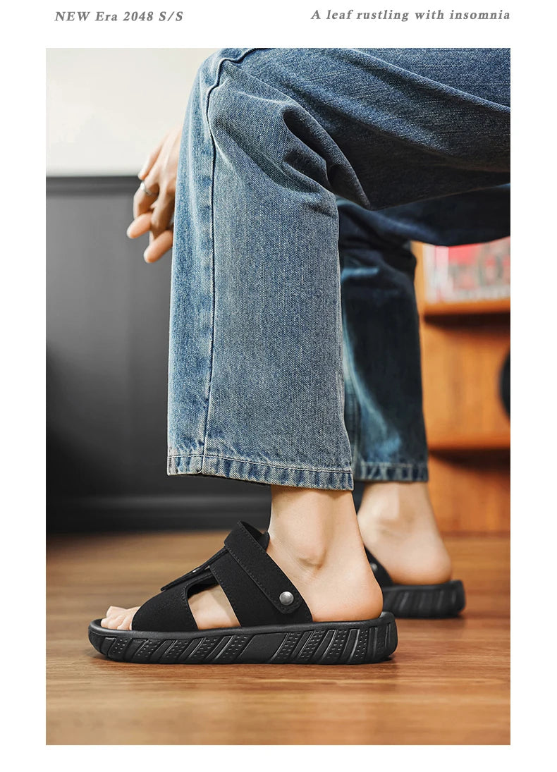 Brand Classic Mens Sandals Summer Genuine Leather Sandals Men Outdoor Casual Lightweight Sandal Fashion Men Sneakers