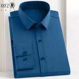 Men's Business Casual Long Sleeve Shirt Solid Color Wrinkle Resistant Comfortable All-Season Versatile Top