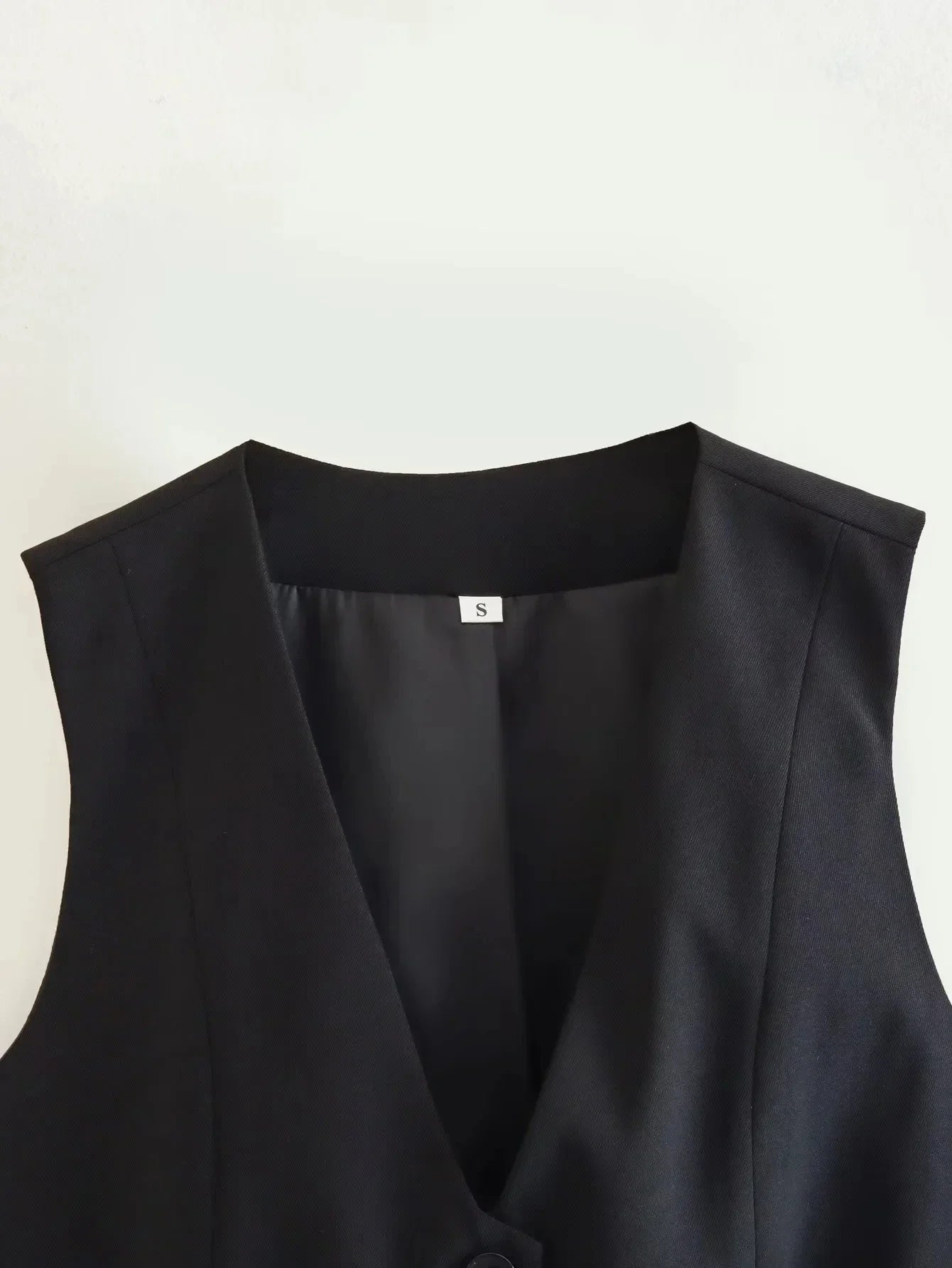HH Elegant Womens Minimalist Solid Color Suit Vest Fitted Waist V Neck Office Workwear Business Waistcoat Casual Streetwear Tops