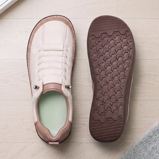 Women's Wide Top Minimalist Barefoot Sneakers - Featuring A Wide Toe Sole And Low Cut Lace Up Walking Shoes, Wide Last Shoes, Cushioning, Lightweight And Breathable, Suitable for Fitness, Yoga Steps, And Daily Work. Couple Sh