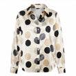 Women's Fashionable Trend Printed Silk Blouse with Long Sleeves and Loose Round Patterns, Suitable for Office Wear, Daily Commuting and Casual Spring-Autumn Occasions.