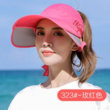 Women's Sun Hat Cycling Breathable Visor Caps Female Scalable Brim Empty Top Baseball Cap Wide Brim Cap UV Protection Beach Hats