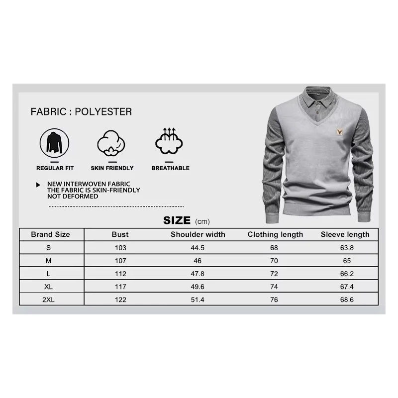 US Size Men's Polo Neck Pullover Autumn Winter Sweaters Striped Causal Shirts Pullover Sweaters New Jersey Knitwear