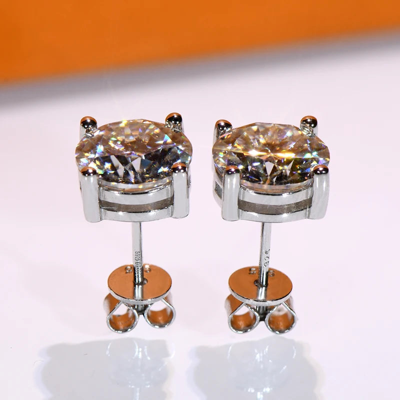 IOGOU 3mm/4mm/5mm/6.5mm/8mm/9mm/10mm/11mm D VVS1 Moissanite Stud Earrings 925 Silver Four Claw Earrings For Women Fine Jewelry