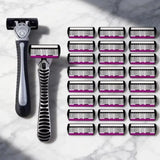 Safety Razor With 3/6/12/18/24/36Pcs 6 Layer Stainless Steel Shaving Cartridges For Men Women Hair Removal Shaving▪