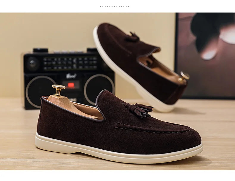 Fashion Men's Casual Shoes Suede Leather Men Classic British Style Tassels Loafers Moccasins Mens Outdoor Driving Flats