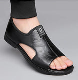 New Style Perforated, Breathable and Anti-Slip Outerwear Casual Leather Slip-On Sandals for Men Size 48 Large Size
