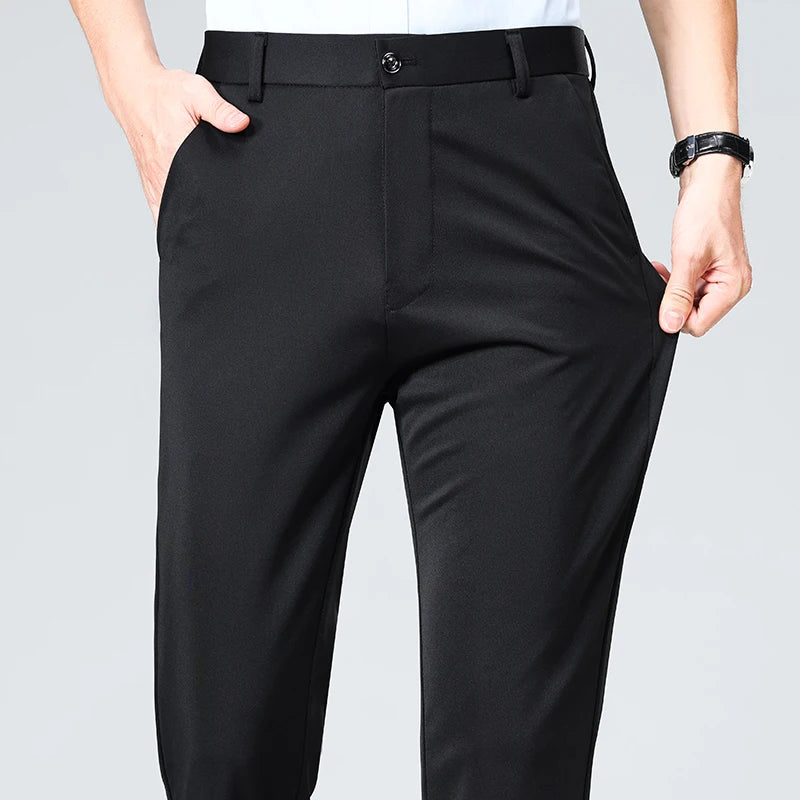 Spring Summer Thin Trousers Men Formal Dress Suit Pants Work Pants Quality Business Casual Pants Black Wine Red Long Pants