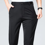Spring Summer Thin Trousers Men Formal Dress Suit Pants Work Pants Quality Business Casual Pants Black Wine Red Long Pants
