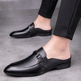 Genuine Leather Mules For Men Half Shoes Man Luxury Brand Designer Men's Luxury Casual Shoes Slip On Footwear Slippers Male