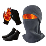 3Pcs Winter Sports Thermal Headgear, Gloves & Socks Set Outdoor Cycling Set Unisex Hat Scarf Gloves Men Women Cycling Warm Sets