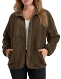 TACVASEN Fuzzy Button Down Sherpa Fleece Jacket Women's Winter Warm Coat Casual Outwear Jacket with Pockets Streetwear Outwear