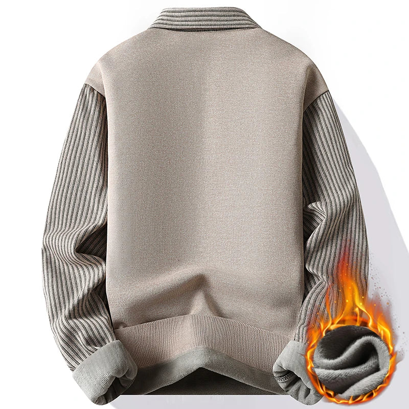 Mens Polo Sweater Shirt Collar Knit Pullover Autumn Winter Fleece T-shirt Casual Sweaters Navy Blue Khaki Korean Clothing