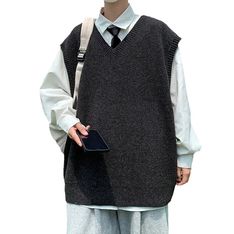 Men's Casual Sweater Vest Warm and Comfortable Vest in Autumn and Winter Sleeveless O-neck Basic Pullover Sweater