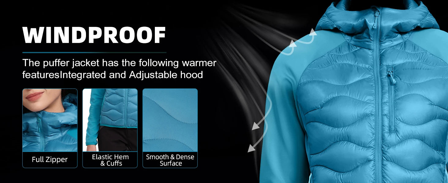 Pioneer Camp Womens Lightweight Insulated Running Jacket Puffer Packable Water Resistant with Zipper Pocket for Hiking Travel