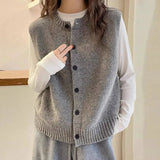 Knitted Women Sweater Vest New Sleeveless O-Neck Black Knit Sweater Vest Women Tops Outerwears Sweaters Sueters De Mujer Q1078