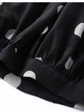 Modern Large Polka Dot 100% Natural Mulberry Silk Crepe De Chine Elastic Waist Women's Fashionable Cropped Lantern Pants