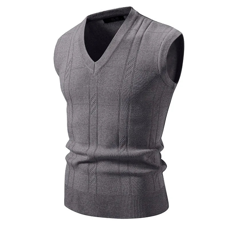 New Men's V-Neck Sleeveless Vest Classic Pullover Knitted Waistcoat Sweater Cardigans Tank Tops Outdoor Streetwear