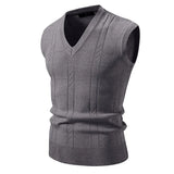 New Men's V-Neck Sleeveless Vest Classic Pullover Knitted Waistcoat Sweater Cardigans Tank Tops Outdoor Streetwear