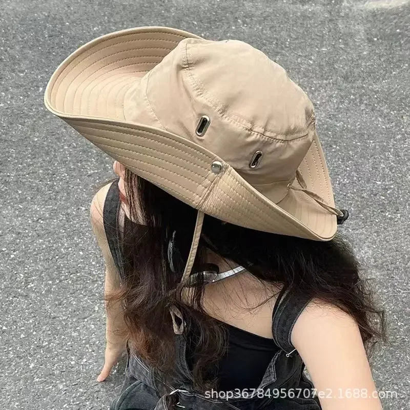 Women's Hiking Bucket Hat, Outdoor Wide brim Fishing Hat, Trekking Sun Hat, Western Big Head Circumference Cowboy Hat for Men