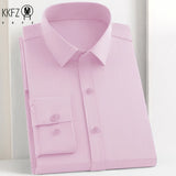 Men's Business Casual Long Sleeve Shirt Solid Color Wrinkle Resistant Comfortable All-Season Versatile Top