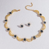 Luxury and High-End Retro Gemstone Necklace Earrings, Bride's Wedding Banquet Jewelry Set, Date, Birthday, Dinner Party