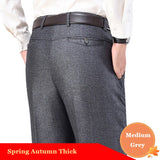 Business Men's Fall Spring Fashion Long Pants Formal Suit Pants Male Elastic Straight Casual Autumn Thick Trousers Plus Big Size