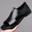 New Style Perforated, Breathable and Anti-Slip Outerwear Casual Leather Slip-On Sandals for Men Size 48 Large Size