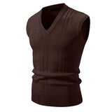 New Men's V-Neck Sleeveless Vest Classic Pullover Knitted Waistcoat Sweater Cardigans Tank Tops Outdoor Streetwear