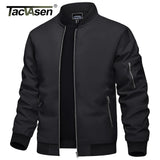 TACVASEN Men's Flight Jacket Summer Autumn Thin Lightweight Casual Windbreaker Multi-pockets Full Zip Up Varsity Baseball Jacket