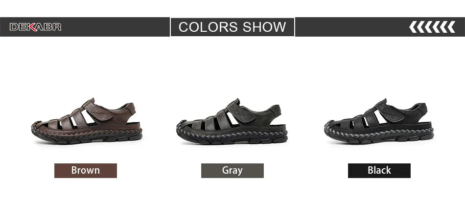 DEKABR Casual Shoes Men Sandals Real Leather Outdoor Mens Summer Sandals Fashion Comfortable Soft Sandals Plus Size 38-48
