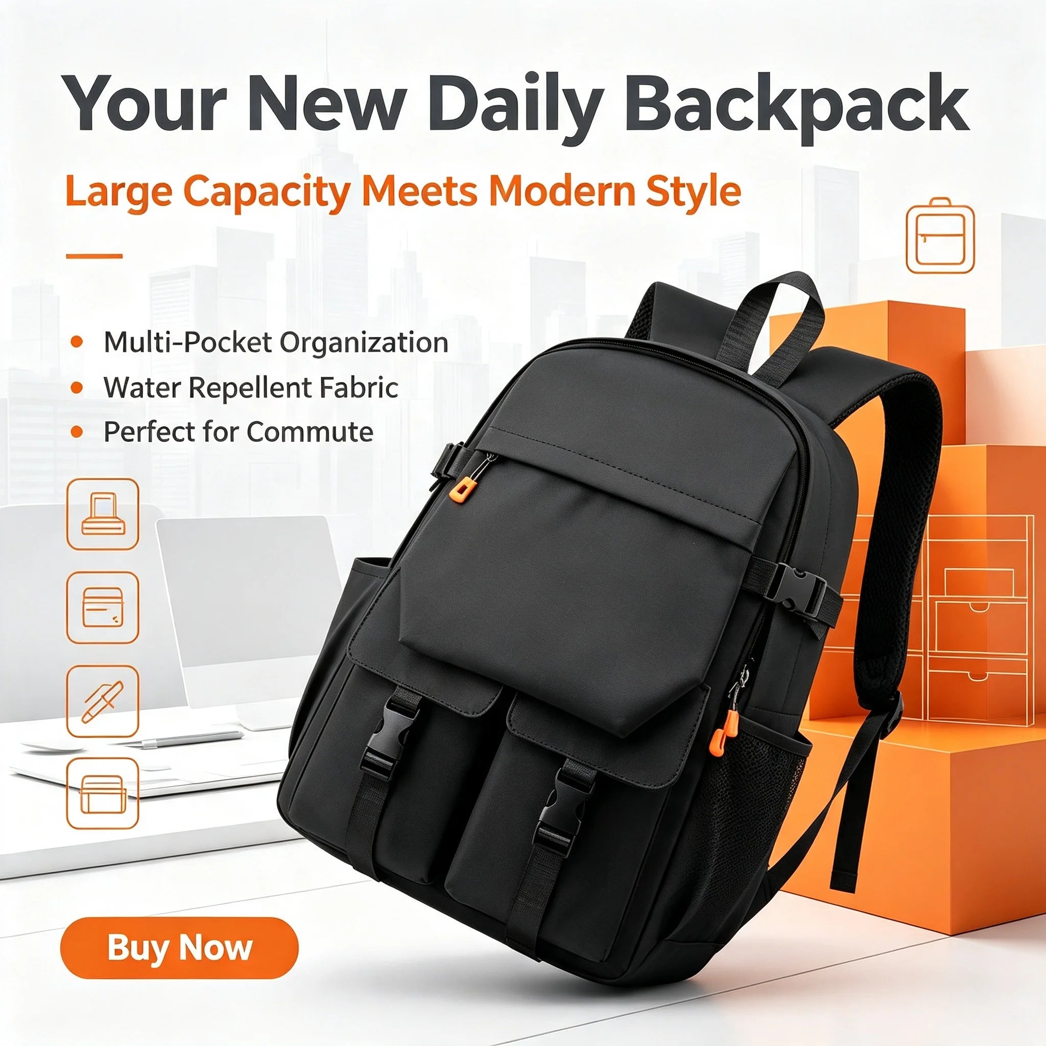 Large Capacity Men's Business Backpack, Waterproof Wear-resistant Fabric, Multi-layer Separate Storage Compartments,Breathable Pressure-reducing Shoulder Straps, Perfect for Daily Commuting and Short Business Trips, Multifunc