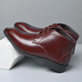 Men's Pointed Toe Ankle Boots Lace‑Up Leather Business Formal Dress Shoes Male High Top Footwear Man Chelsea Boots Comfy Botas