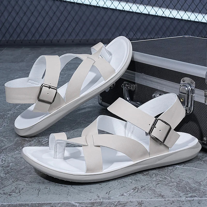 Summer Men Rome Genuine Leather Roman Sandals Gladiator 2024 Sandalias Romanas Hombre Flat Sandles Dropshipping