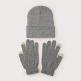 3pcs Sets Winter Warm Hat Gloves Set For Men And Women Outdoor Riding Hat Beanies Windproof Wool Knitting Pullover Cap+Gloves