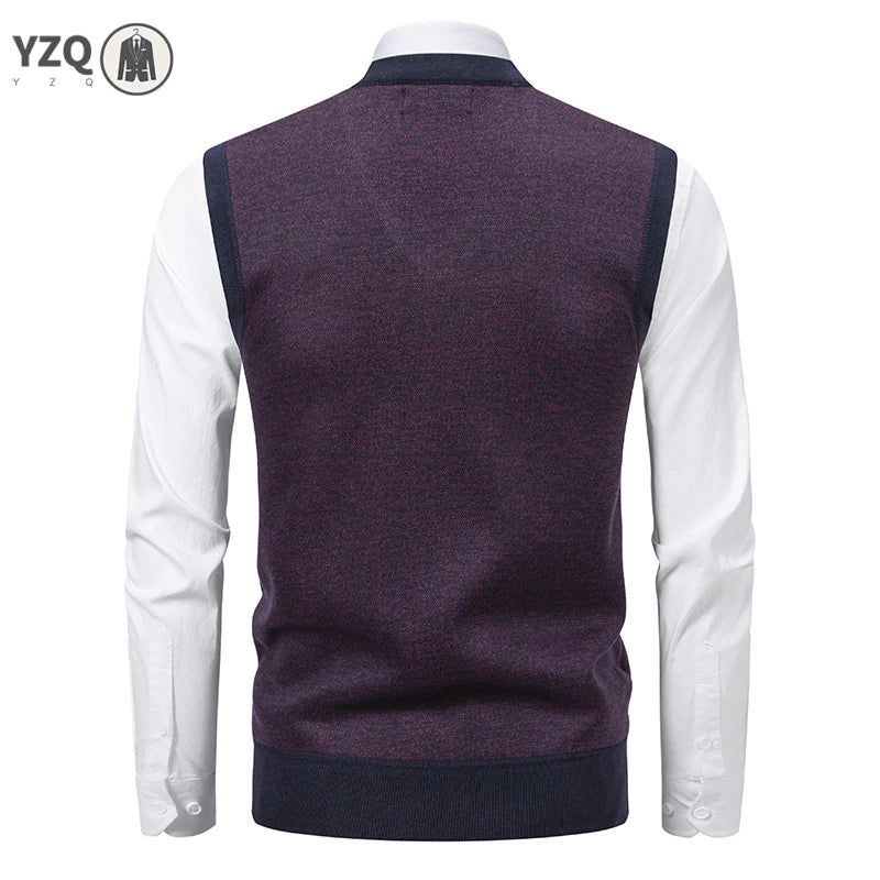 Men's V-neck Knitted Sweater Warm Autumn Winter Diamond Grid Twisted Flower Casual Fashion Versatile Knit Top