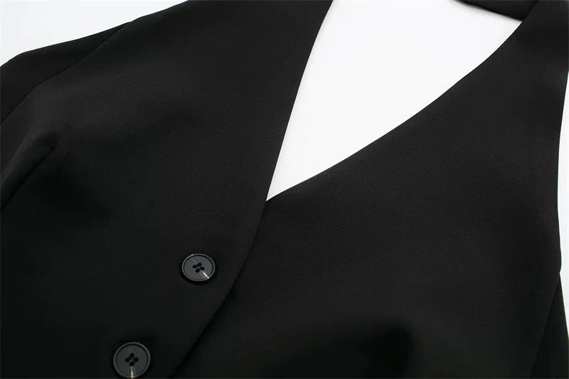 MUJER Off Shoulder Sleeveless Vest Women Black White Cropped Vest Woman Fashion Backless V Neck Short Coats Summer Waistcoat
